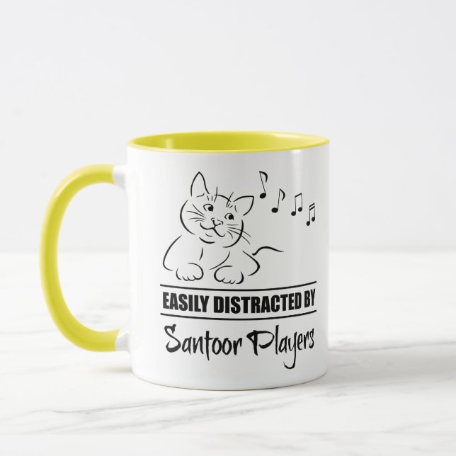 Curious Cat Easily Distracted by Santoor Players Mug (Left)