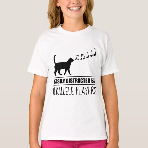 Curious Cat Easily Distracted by Ukulele Players T-Shirt