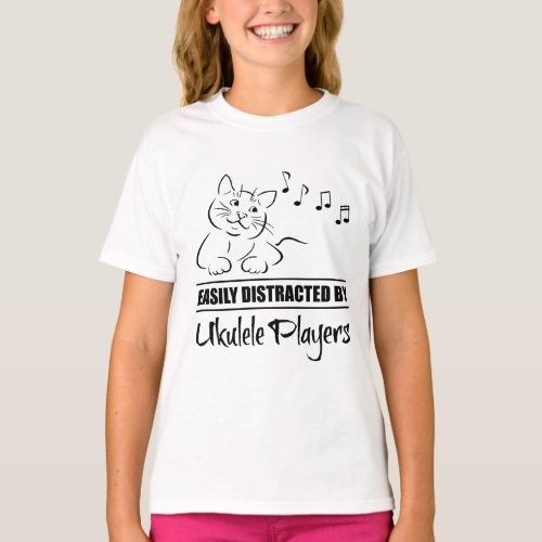 Curious Cat Easily Distracted by Ukulele Players T_Shirt