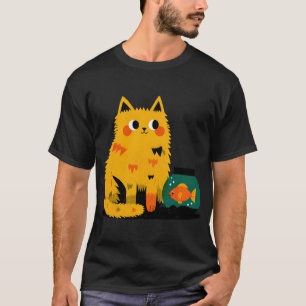 Curious Cat & Goldfish Bowl: Whiskered Wonders T-Shirt