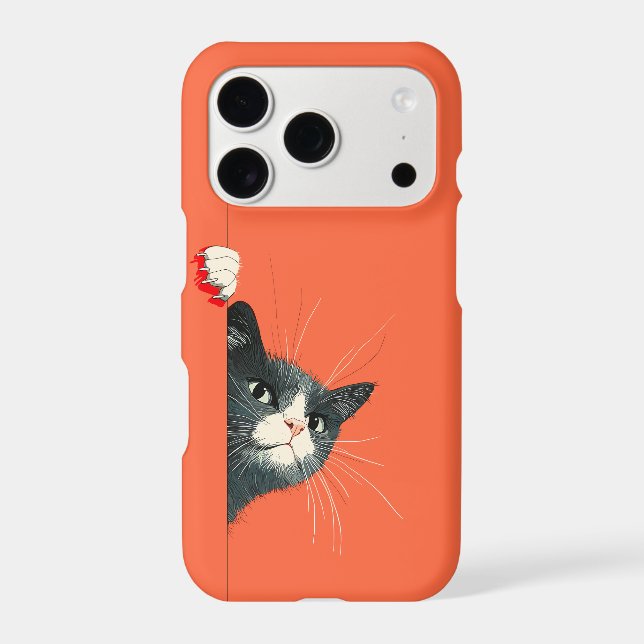 Curious Cat Peeking Iphone Case (Back)