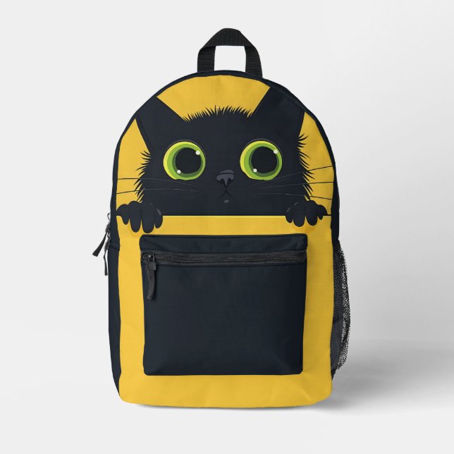 Curious Cat Printed Backpack (Front)