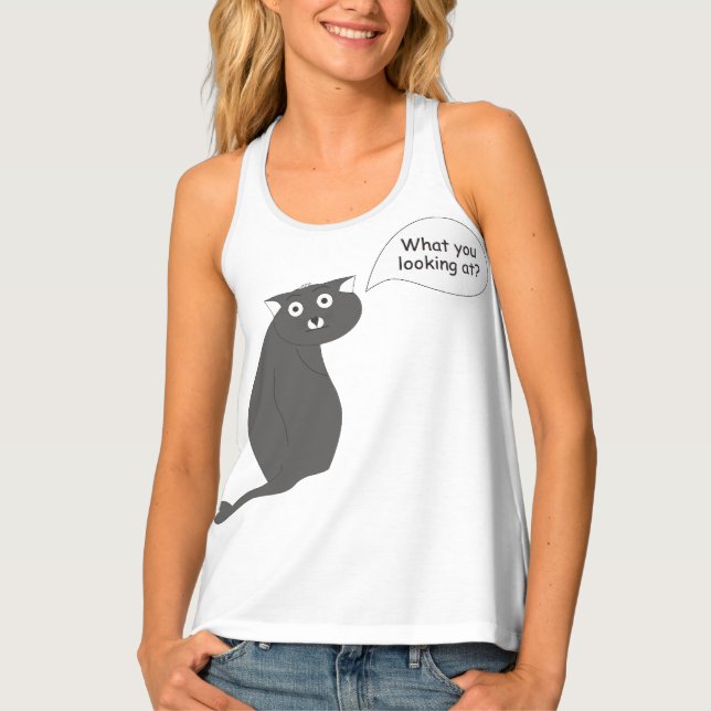 curious cat  tank top (Front)