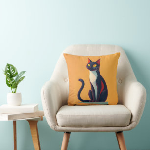 Curious Cat Throw Pillow