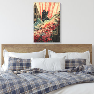Curious Cat - Vintage Abstract Art Canvas Print