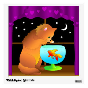 curious cat wall decal