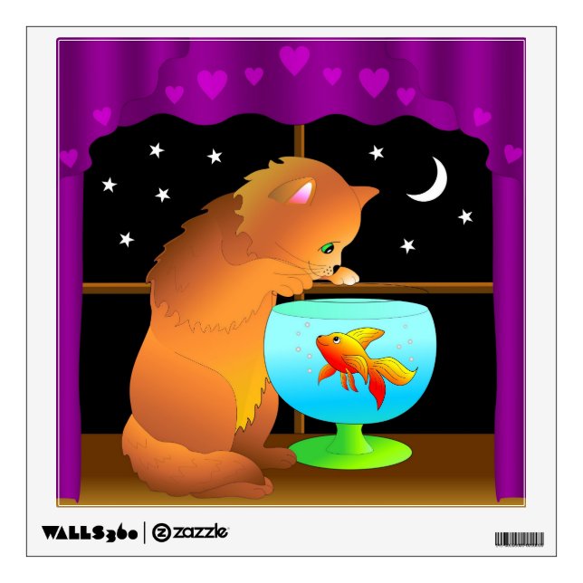 curious cat wall decal (Front)