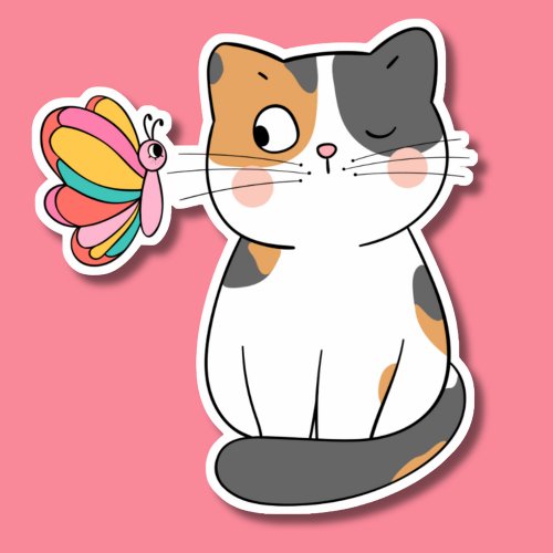 Curious Cat Waterproof  Sticker