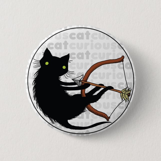 Curious Cat with Bow Button (Front)