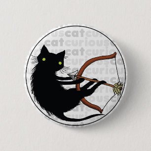 Curious Cat with Bow Button