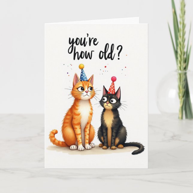 Curious Cats Birthday Age Card (Front)
