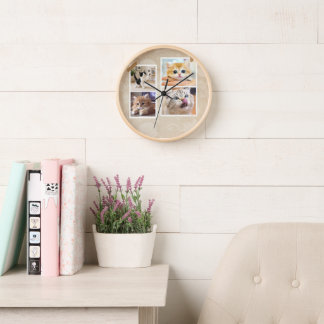 Curious Cats Collage Clock