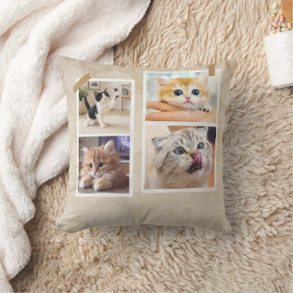 Curious Cats Collage Throw Pillow