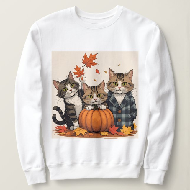 Curious cats - Cozy Autumn Sweatshirt (Design Front)