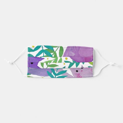 Curious cats _ purple and green adult cloth face mask