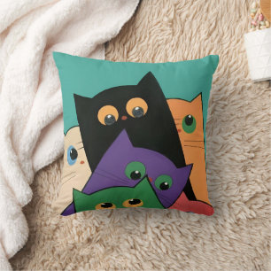 Curious Cats Throw Pillow