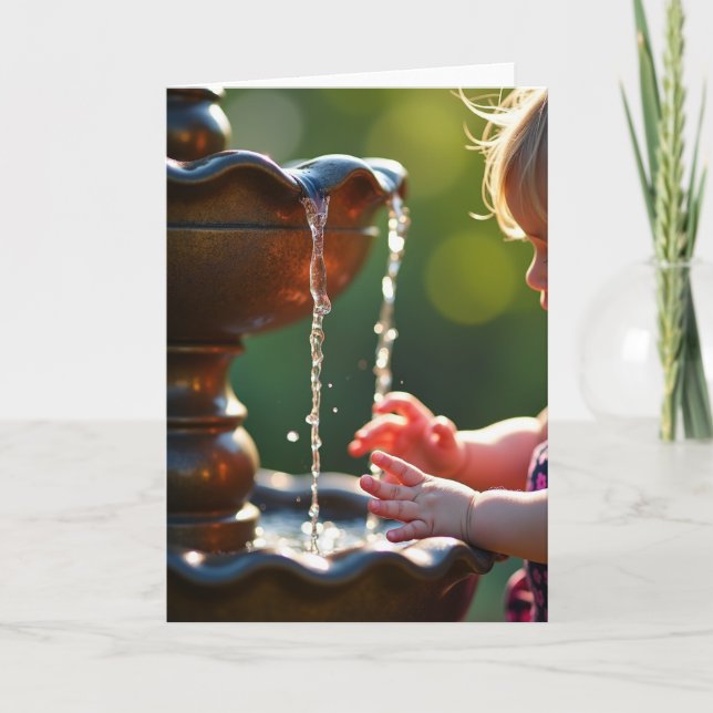 Curious Child Fountain Fathers Day Card (Front)