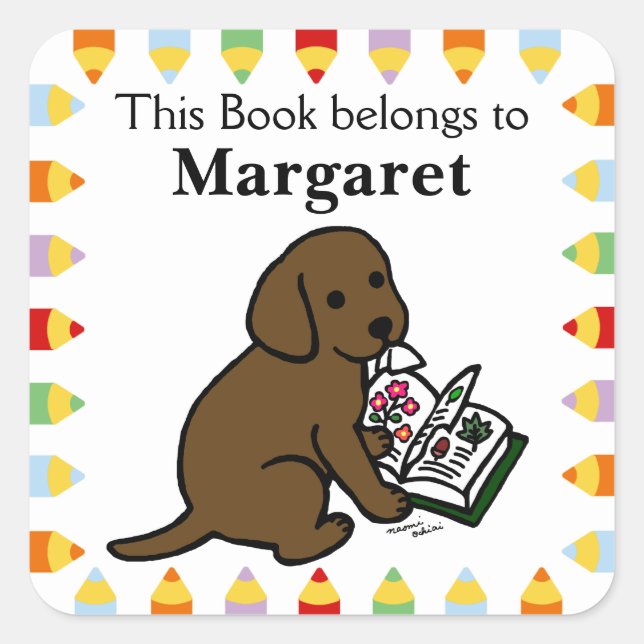 Curious Chocolate Labrador Puppy Square Sticker (Front)