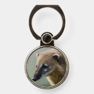 Curious Coati Face Close-Up Phone Ring Stand