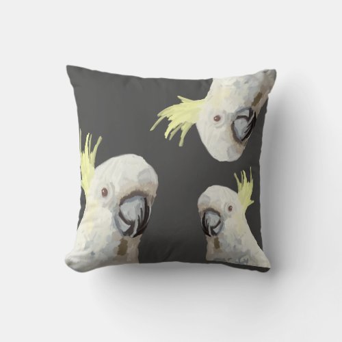 Curious cockatoo throw pillow