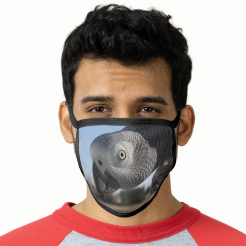 Curious Congo African Grey Parrot Face Mask