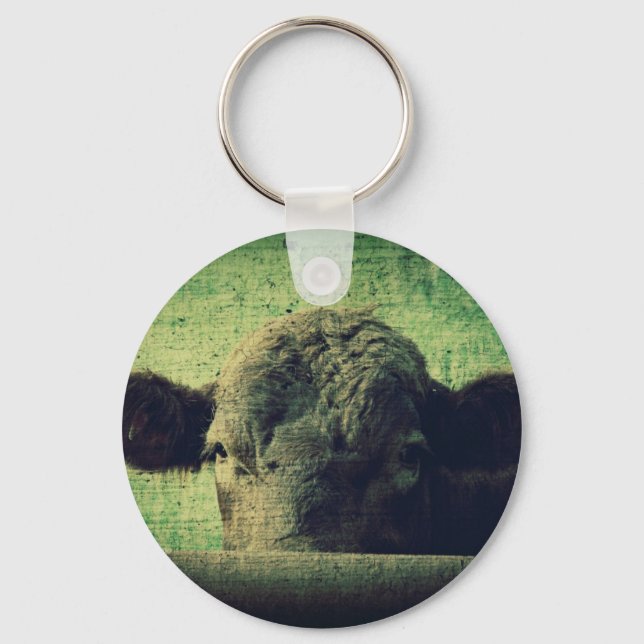 Curious Cow Keychain (Front)