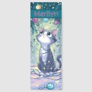 Curious & Cozy – Personalized Holiday Cat Chaos Bookmarks
