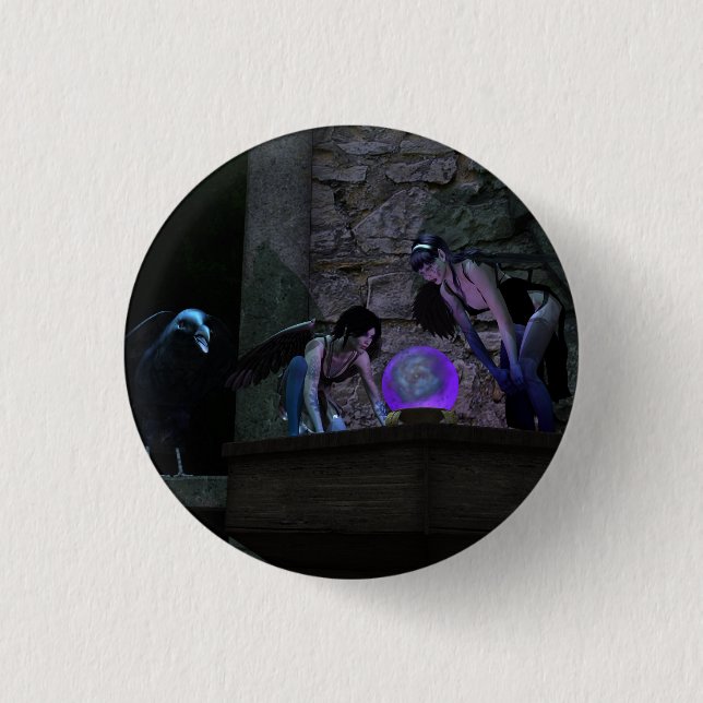 Curious Crow Faeries Pinback Button (Front)