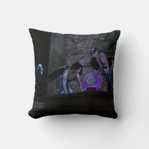 Curious Crow Faeries Throw Pillow