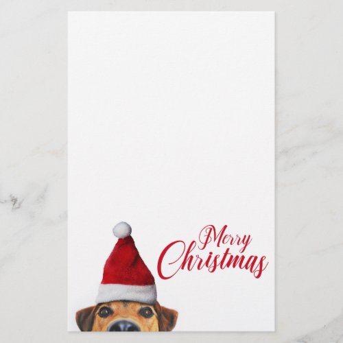 Curious Cute Funny Dog with Santa Hat Stationery