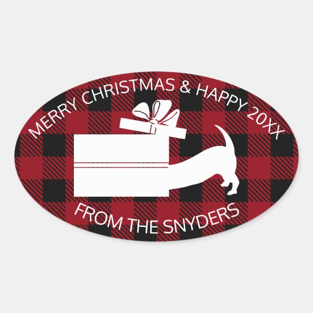 Curious Dachshund in Gift Oval Sticker (Front)