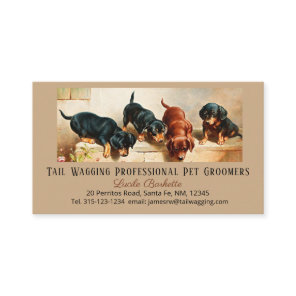 Curious Dachshund Puppies Artwork for Pet Groomer Business Card