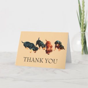 Curious Dachshund Puppies Vintage Wiener Dogs Letterpress Thank You Card
