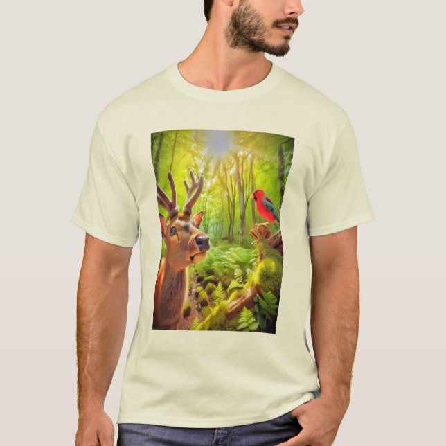 Curious deer in the Jungle  T-Shirt (Front)