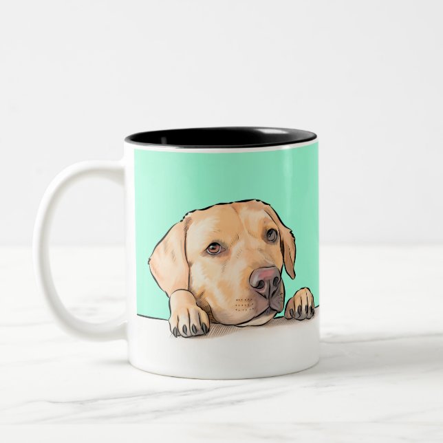 Curious Dog Comic Two-Tone Coffee Mug (Left)
