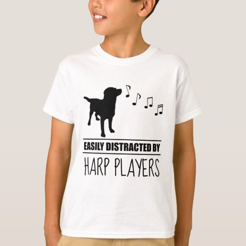 Curious Dog Easily Distracted by Harp Players T-Shirt