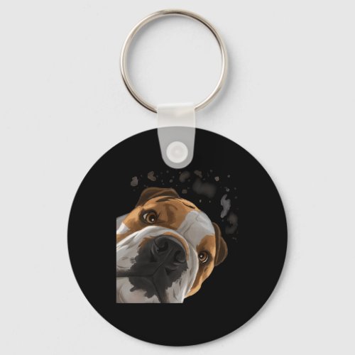 Curious Dog English Bulldog  Keychain