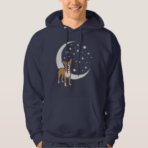 curious dog under the magical moon and stars hoodie