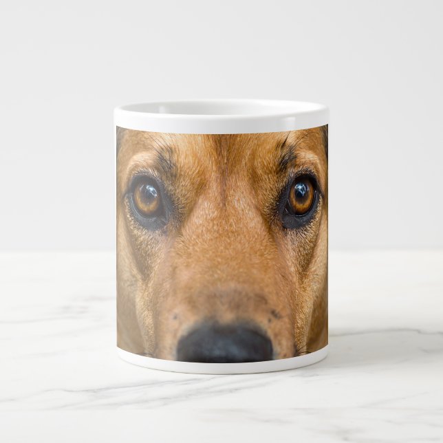 Curious Dog Watching Giant Coffee Mug (Front)