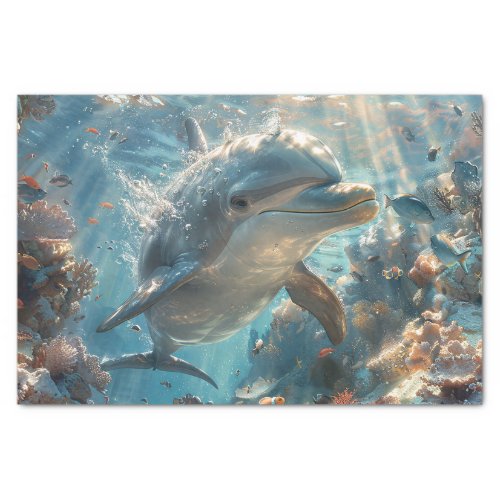 Curious Dolphin Decoupage Tissue Paper