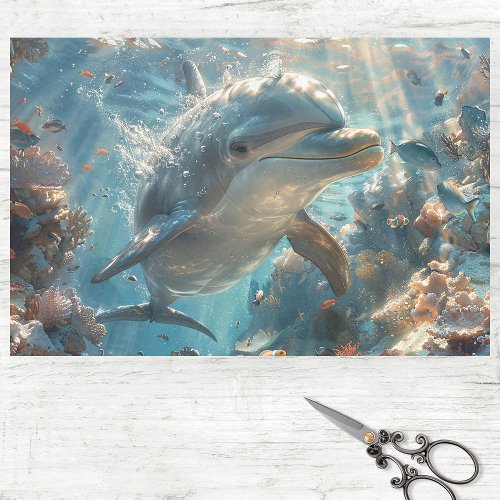 Curious Dolphin Decoupage Tissue Paper