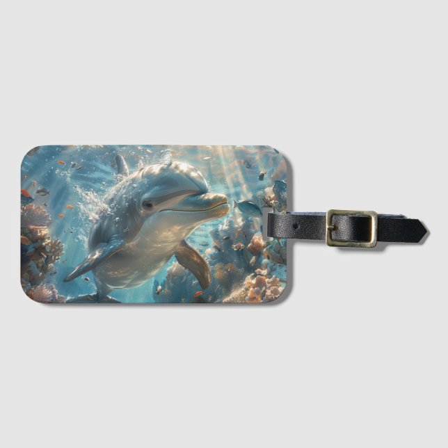 Curious Dolphin  Luggage Tag (Front Horizontal)