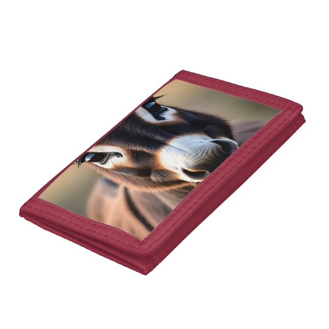 Curious Donkey Close Up Portrait Tri-fold Wallet (Bottom)