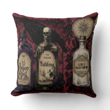 Curious Elixrs and Raven Large Throw Pillow