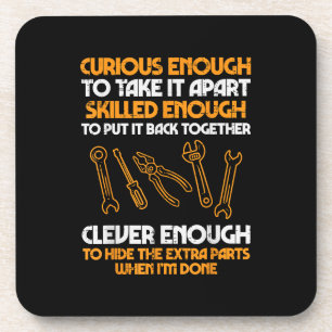 Curious Enough To Take It Apart Car Auto Garage Me Beverage Coaster