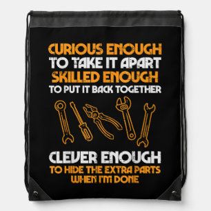 Curious Enough To Take It Apart Car Auto Garage Me Drawstring Bag