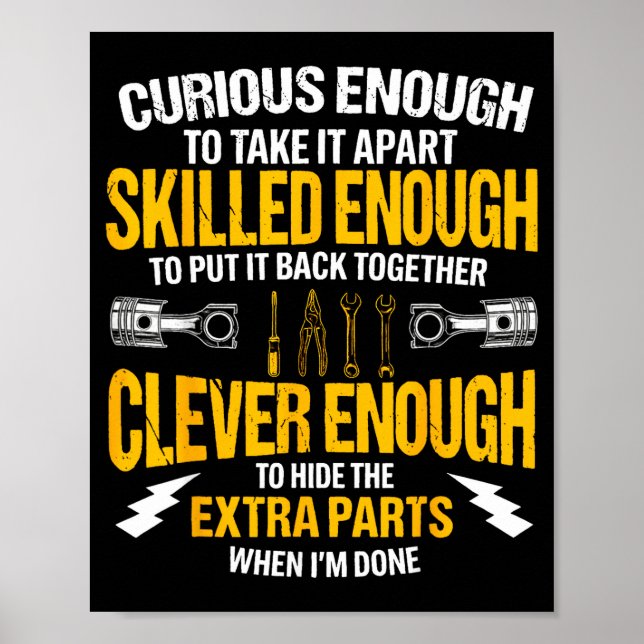 Curious Enough To Take It Apart Car Auto Garage Me Poster (Front)