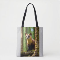 Curious Eyes – Animated Pine Marten Close-Up Tote Bag