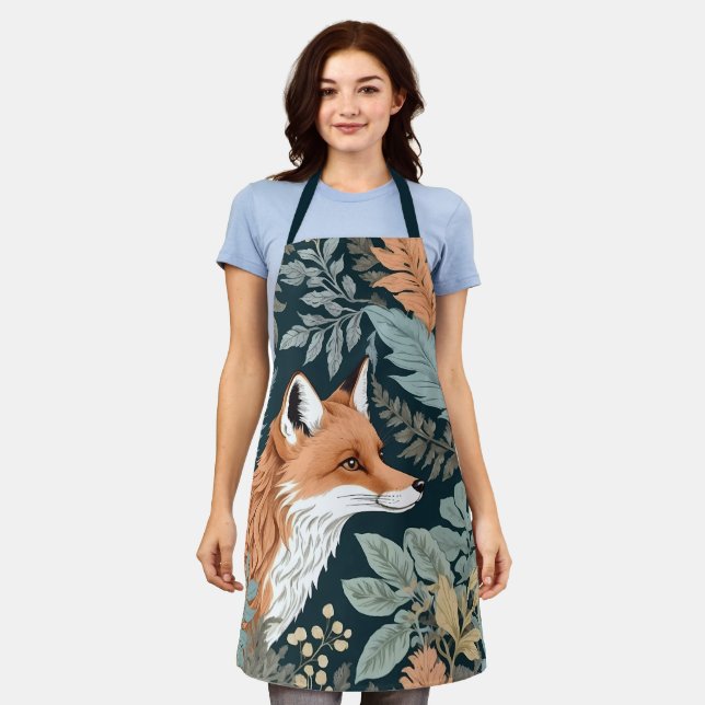 Curious Fox Fern Leaves William Morris Inspired Apron (Worn)