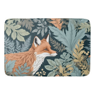 Curious Fox Fern Leaves William Morris Inspired Bath Mat